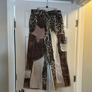Leopard Patchwork Jeans